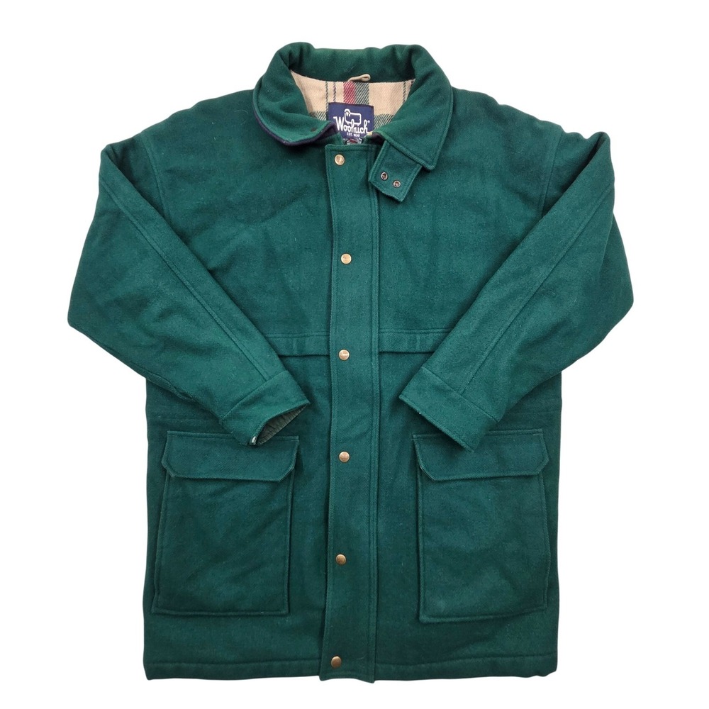 Vintage Woolrich Wool Field Jacket Barn Chore Coat Parka Green Mens XL